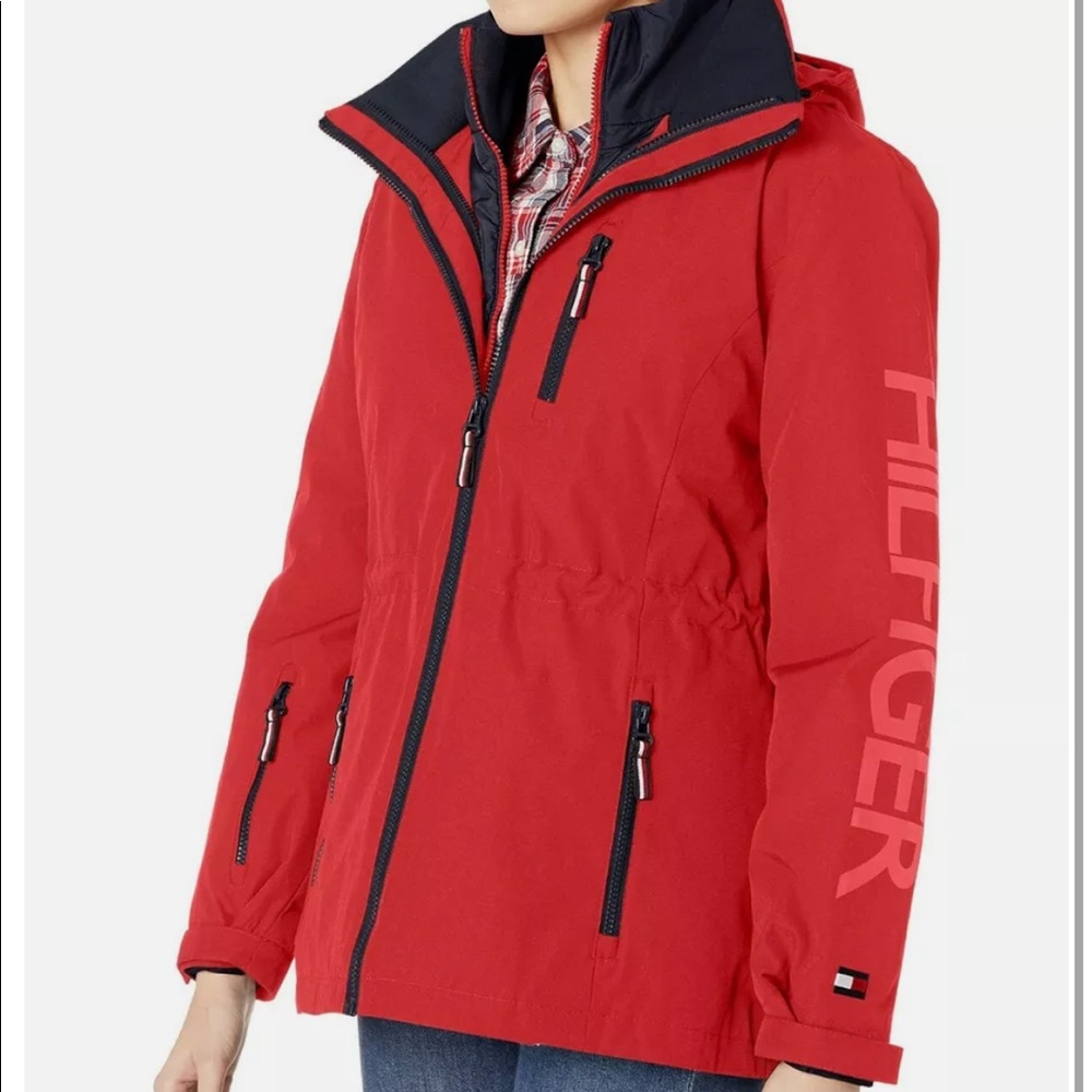 NWT Tommy Hilfiger Women's 3-in-1 Systems Jacket size Large Red and Navy